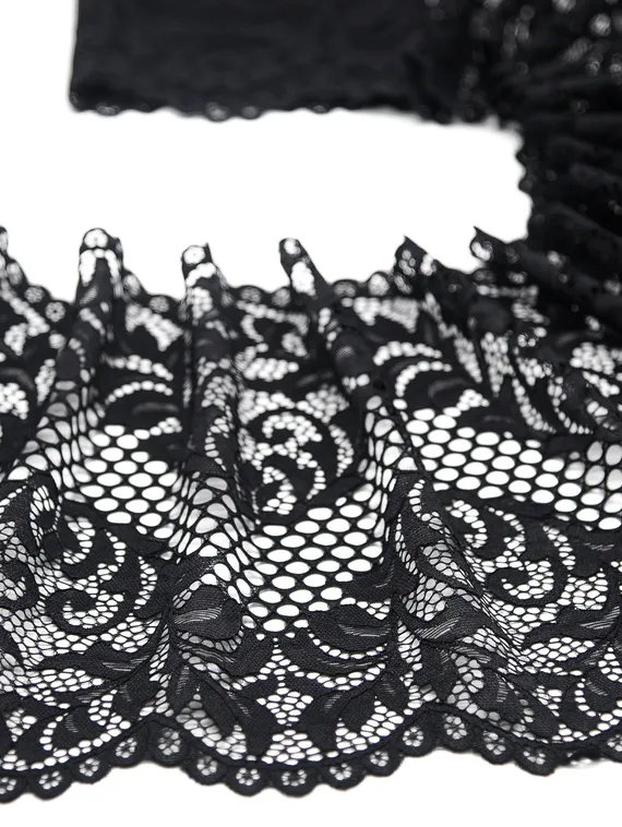 03-117 Кружево эластичное 22 см, черный 170