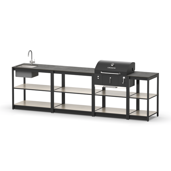 Мангальный комплекс Lounge M-110SB, 3 м, дуб сонома/черный мрамор