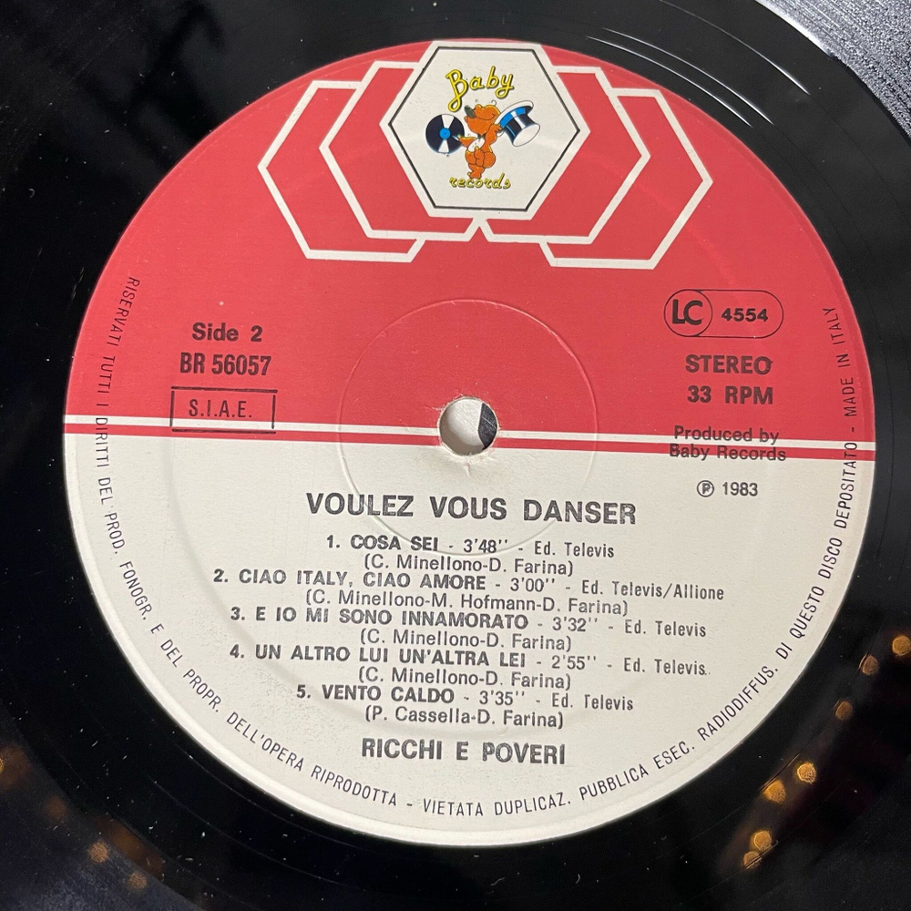 Винтажная виниловая пластинка LP Ricchi and Poveri Богатые и Бедные Voulez Vous Danser (Italy 1983) Acapulco