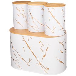 НАБОР AGNESS "FANTASY" 2 В 1 ХЛЕБНИЦА 10 Л 34*18*20 СМ, БАНКА ДЛЯ СЫПУЧИХ 1,3 Л 11*15,5 СМ 3 ШТ