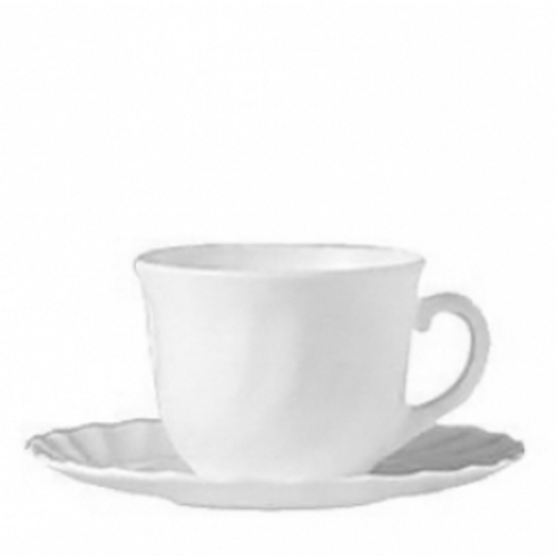 Чашка чайная «Трианон»;стекло;250мл;D=90,H=75,L=110мм;белый