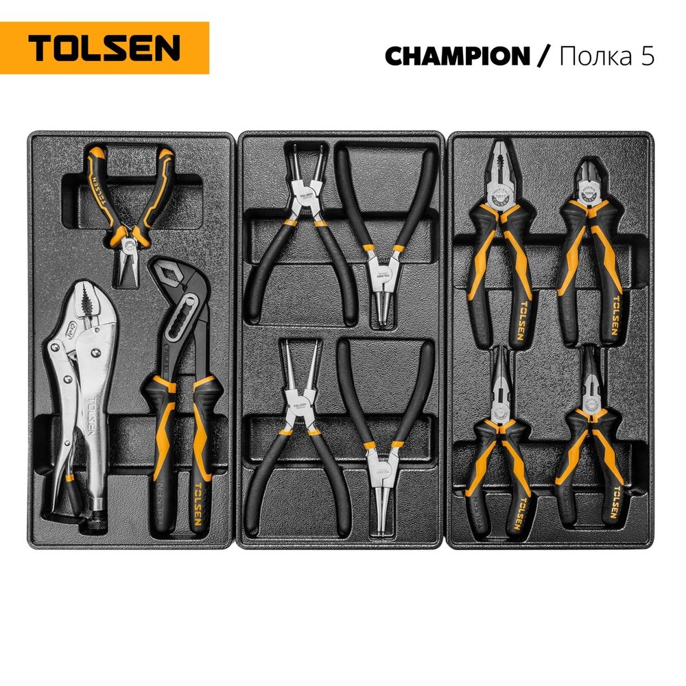 TOLSEN (TT85416-239) Набор инструментов "CHAMPION" для тележки, 18 ложементов, 239 предметов