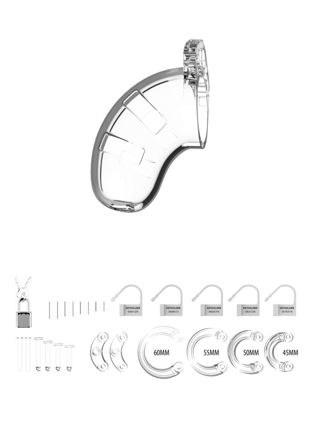 Прозрачный мужской пояс верности Cock Cage Model 13 Chastity 2.5 (Цвет: прозрачный)