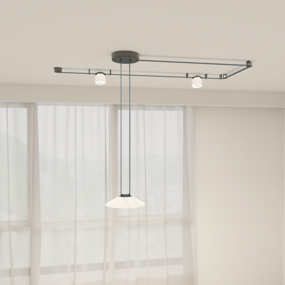 DK5564-WH+BK Cветильник для трека-ремня Belty, серия Flow, со светодиодом, D300*H71мм, 48V DC, 20W, RA90, 120°, 4000K, IP20, белый с черным, алюминий