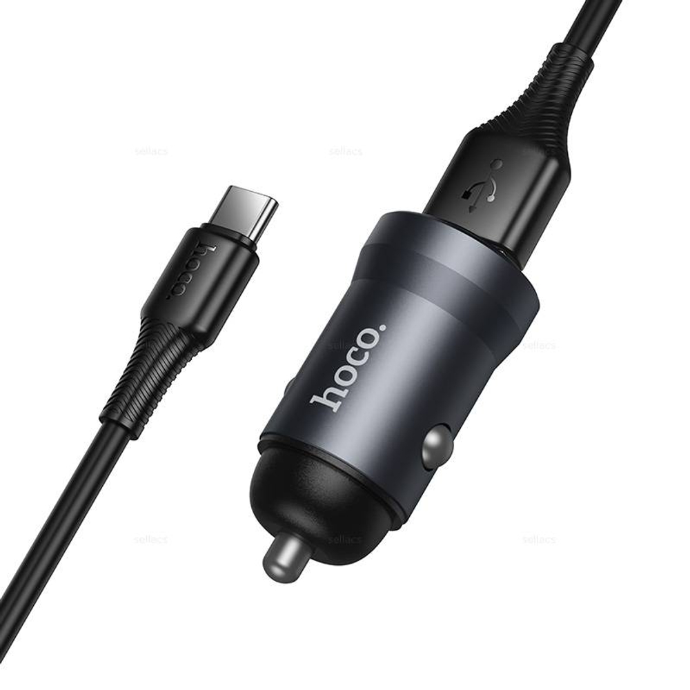 Автомобильное зарядное устройство для Type-C Hoco Z62 QC3.0 (metal grey)