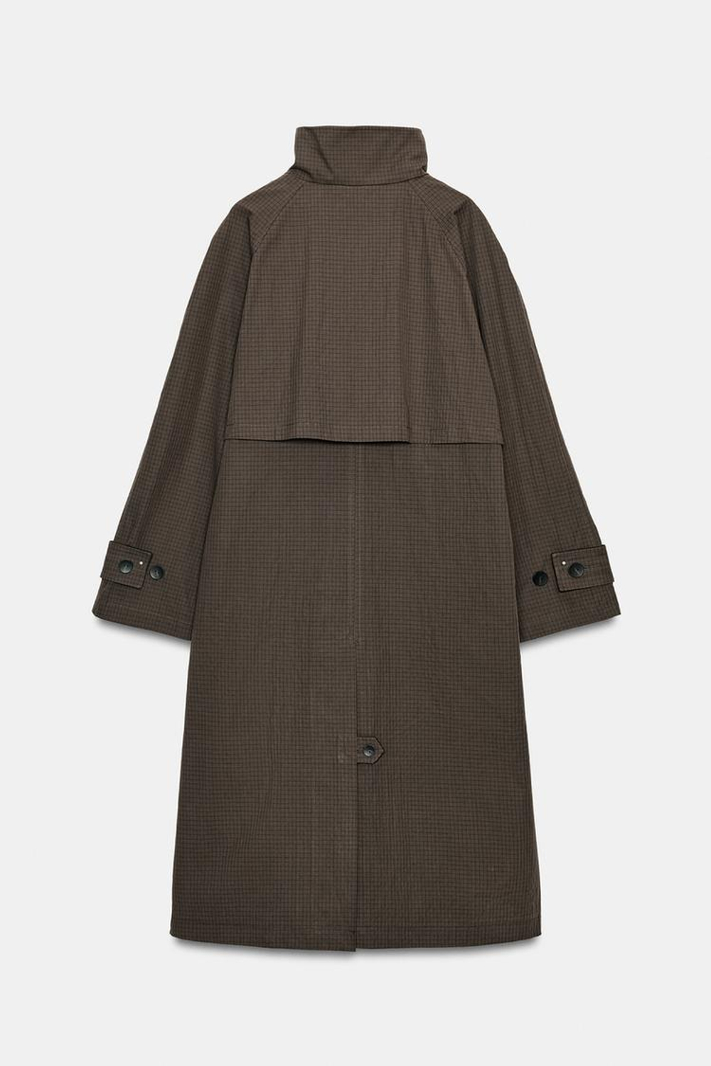 ZARA ТРЕНЧ ОВЕРСАЙЗ В КЛЕТКУ — ZW COLLECTION, ШОКОЛАДНЫЙ