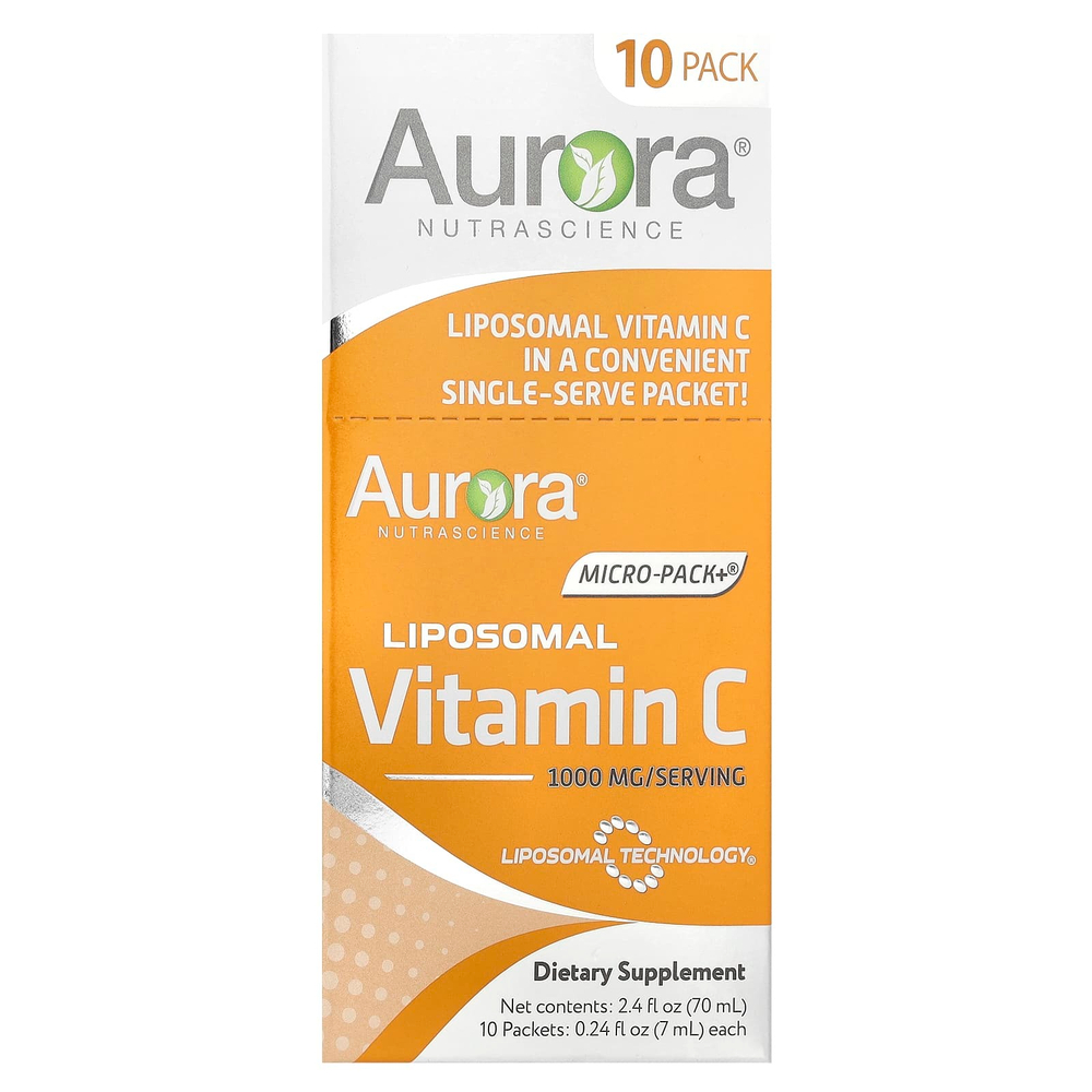 Aurora Nutrascience, Micro-Pack+®, липосомальный витамин C, 10 пакетиков по 7 мл (0,24 жидк. унции)