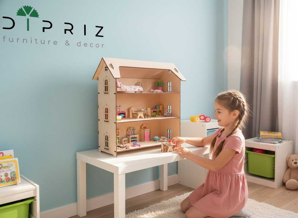 Полка-органайзер для игрушек 'Виктория 61х27х65 из березовой фанеры Диприз