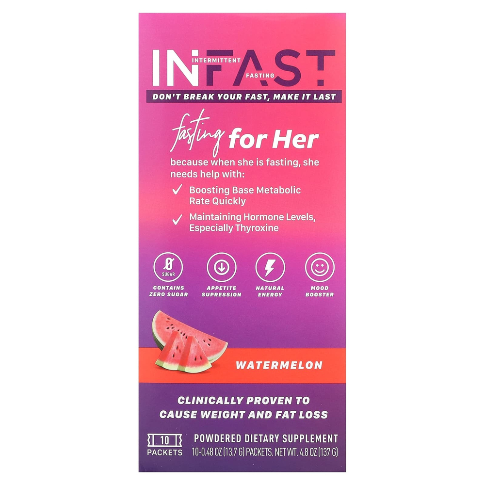 Real Ketones, InFast, для нее, арбуз, 10 пакетиков по 13,7 г (0,48 унции)