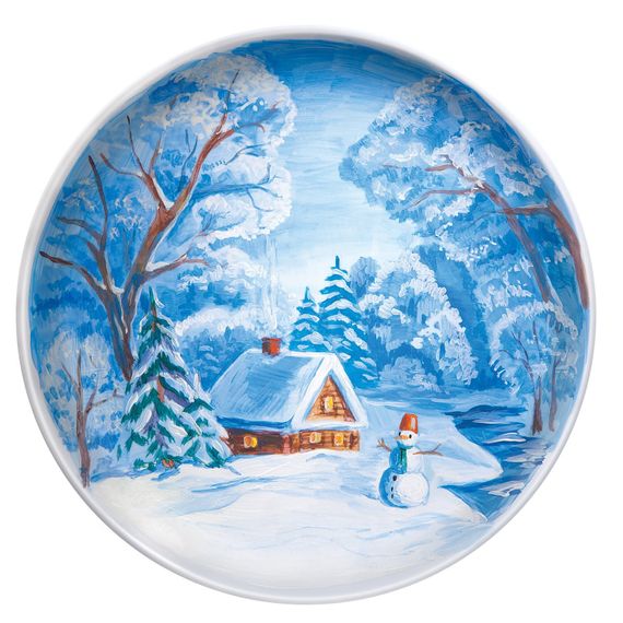 717027 Роспись по тарелке Зимняя сказка