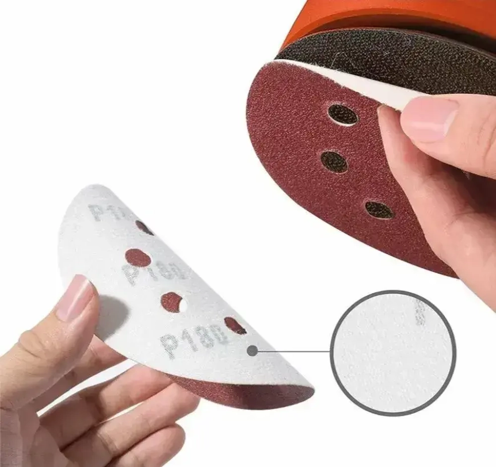 Шлифовальный круг 125мм на липучке Р80/ 10шт/ 8 отверстий