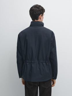 Massimo Dutti Водоотталкивающая стеганая куртка с карманами, темно-синий