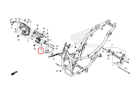 50312-K1Z-J10. STAY, L. FR. COVER. Honda PCX160-125 2021.