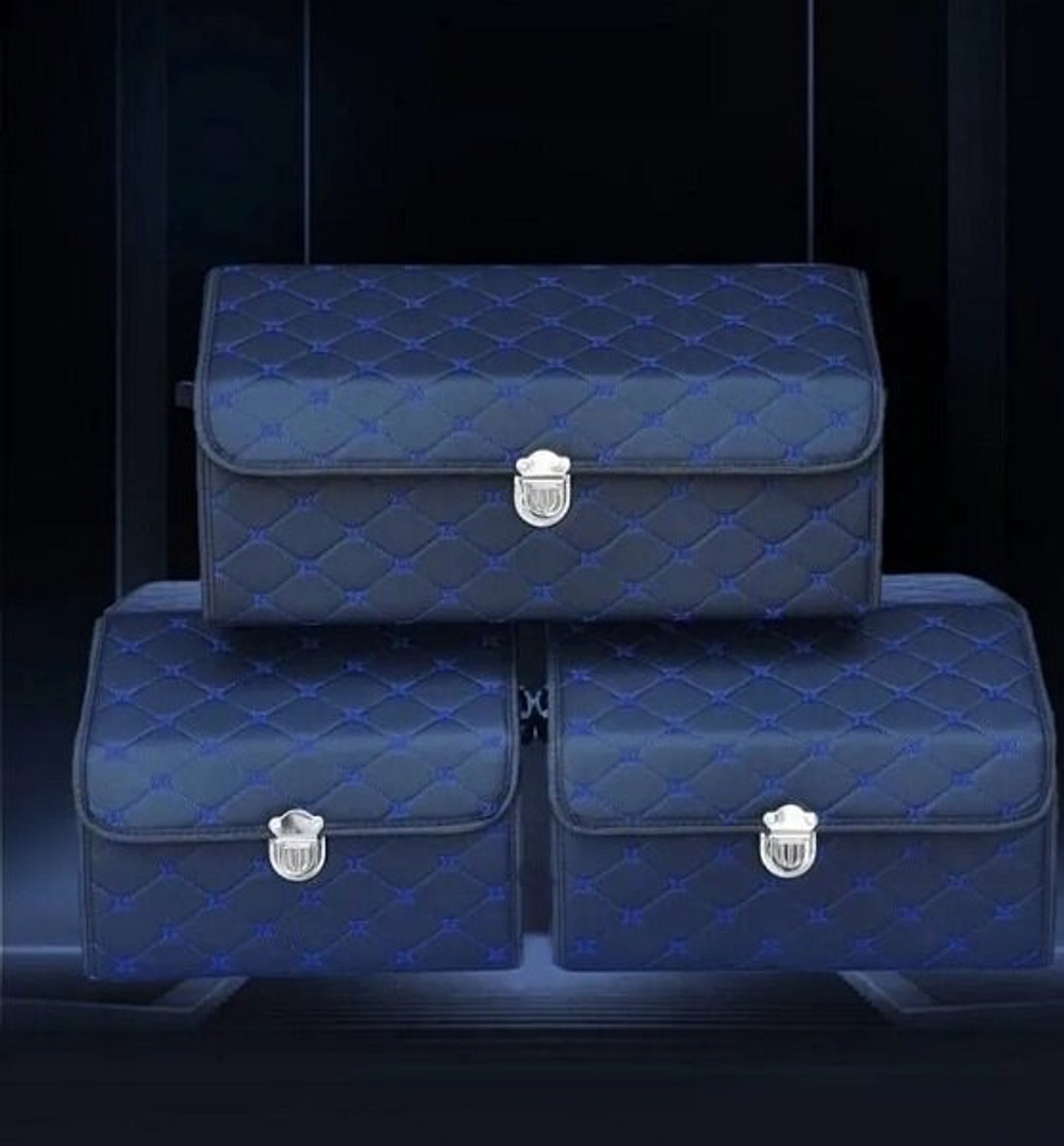 Органайзер бокс в багажник автомобиля автосумка для хранения аксессуаров сумка для инструментов 54х30х30см, черный / синий