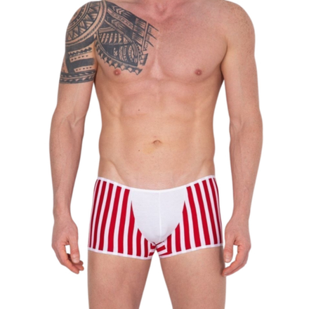 Мужские трусы боксеры в красную полоску с белой вставкой Cosmos Colors FM30_RW