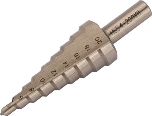 36402 Сверло ступенчатое HSS по металлу, 9 ступеней, 4-20 мм KУРС