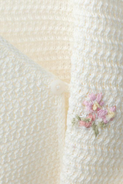 ZARA ВЯЗАНЫЙ КОМБИНЕЗОН С ЦВЕТОЧНОЙ ВЫШИВКОЙ, ЭКРЮ