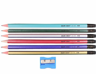 Карандаш ч/г НВ, с ластиком, корпус цветной шестигранный (Darvish) (Комплект 12шт.)