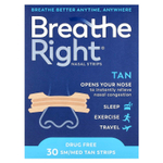 Breathe Right, Полоски для носа, маленькие / средние, 30 желто-коричневых полосок