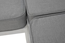 "Канны" диван модульный плетеный из роупа, каркас алюминий белый, роуп светло-серый круглый, ткань светло-серая