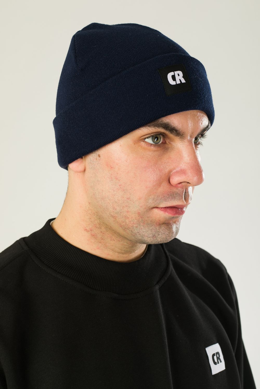 Шапка Двуслойная Fat Beanie Синяя Чернильная