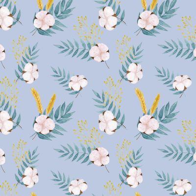 Хлопковые букеты на голубом