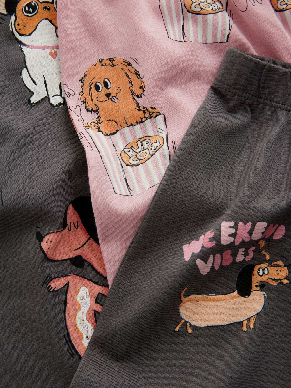 Пижама для девочки Next B75-482, 3 шт., Розовый, Темно-серый