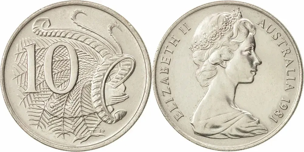 Австралия 10 центов, 1966-1984 XF