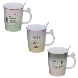 GAEM Кружка с крышкой и ложкой, 400 мл, L13 W9 H13 см, 4в.