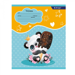 Тетрадь 12л., линия, Alingar, скрепка, блок офсет, 100% белизна, мелованный картон (стандарт), "Милая панда"