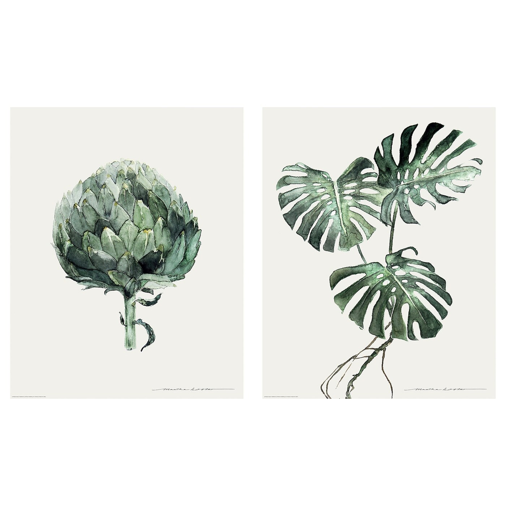 IKEA BILD  (ИКЕА БИЛД)  -  Постер, Зеленые листья, 40x50 см