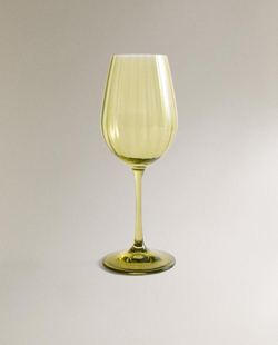 ZARA HOME БОКАЛ ДЛЯ ВИНА ИЗ КРИСТАЛИНА С ОПТИЧЕСКИМ ЭФФЕКТОМ, ЗЕЛЕНЫЙ