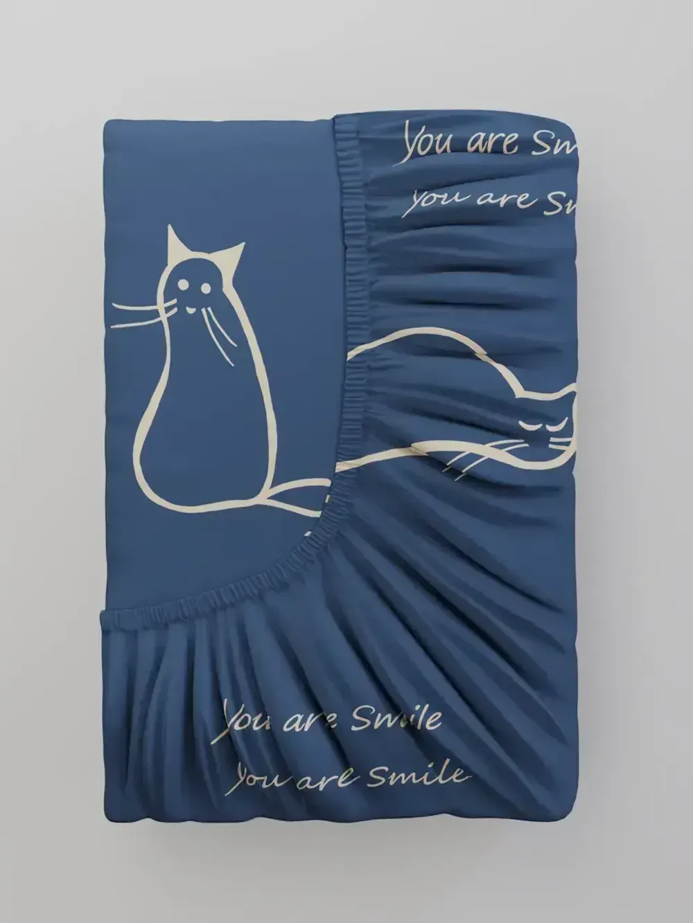 Постельное белье Полисатин Мечта "Котики" евро Наволочка 50х70 см 2 шт Простынь на резинке 180x200 см Пододеяльник 200x215 см