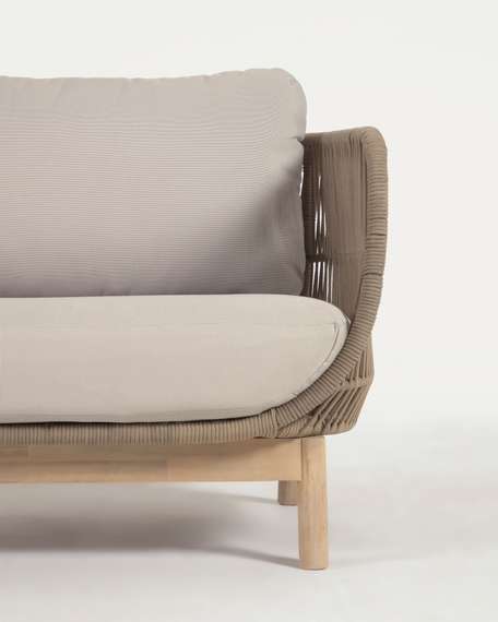 Трехместный уличный диван Catalina, бежевый корд, массив акации