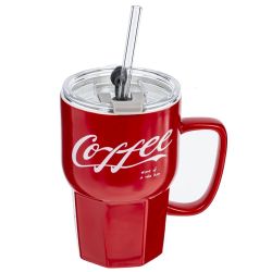 GAEM Кружка с крышкой и трубочкой, 400 мл, L13 W9 H19,5 см, 2в.