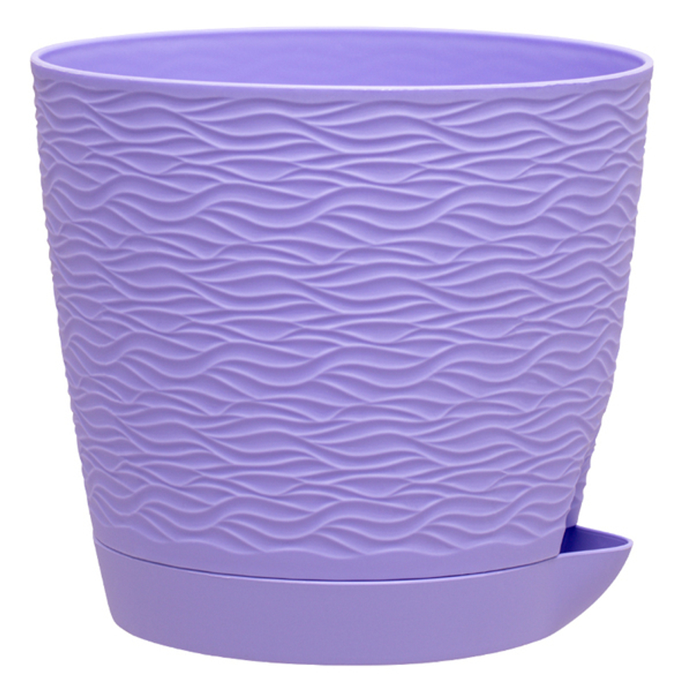 Кашпо для цветов пластиковое 1,5л d-14 см «Блюз» с поддоном Лаванда