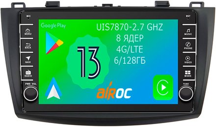 Магнитола для Mazda 3, Axela 2009-2013 - Airoc AB-2414 (кнопки и крутилки), Android 13, TS20, 6/128Гб, SIM-слот, CarPlay
