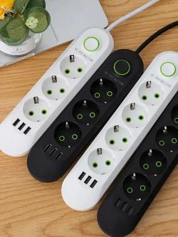 Удлинитель сетевой фильтр 10 метров 3 розетки 3 USB Черный