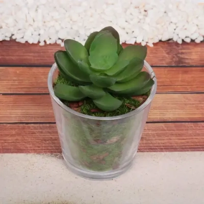 Цветок искусственный «Суккулент» 6*8см в стеклянном горшке ZPY-25
