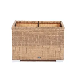 "Лунго" кашпо для цветов большое плетеное из искусственного ротанга, цвет соломенный