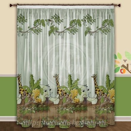 Шторы для гостиной: Джунгли  (арт. 1094-1)  - 400х270 см. - белый с рисунком