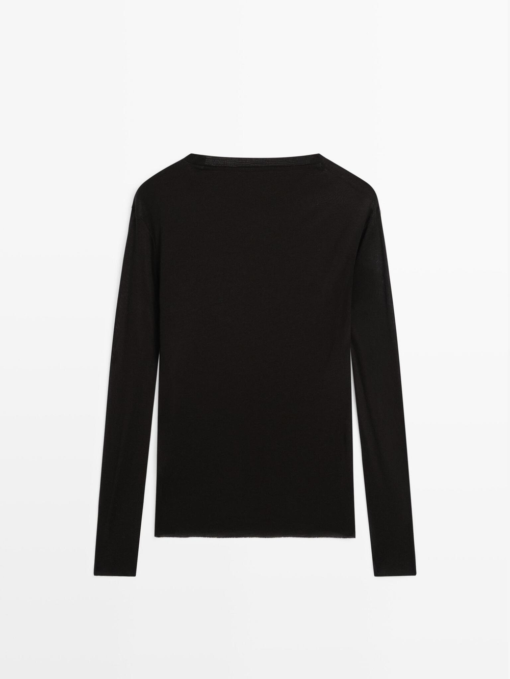 Massimo Dutti Легкая футболка классического кроя с длинными рукавами, черный