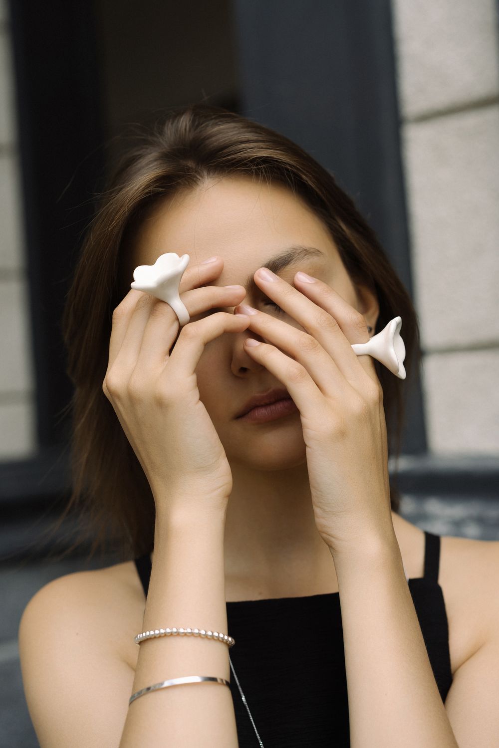 Кольцо Цветок, керамика