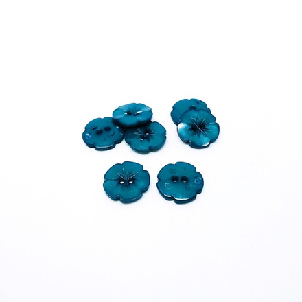 Пуговица №1180 "Цветок", пластик, 15мм, цв.бирюзовый