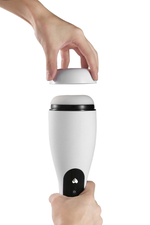 Белый вибромастурбатор с имитацией орального секса Amovibe Good Night Squeezing, Sucking & Vibrating Masturbator