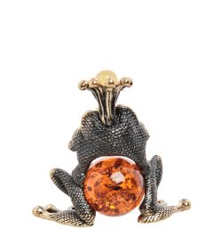 AM-1808 Фигурка «Лягушка» (латунь, янтарь)