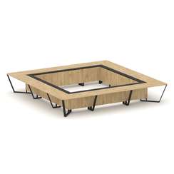 Steel Meet Стол переговорный квадратный KMK-PR.B.SP-24K Тиквуд Светлый/Графит Глянец/Металл Черный 4