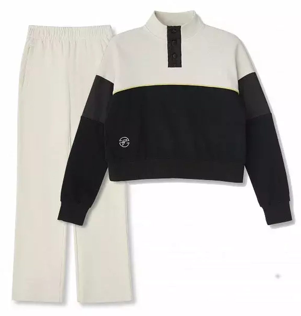 W04320SF-BS241 КОСТЮМ ТРЕНИРОВОЧНЫЙ ЖЕНСКИЙ (ЧЕРНЫЙ/БЕЖЕВЫЙ)