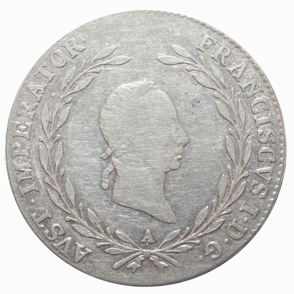 20 крейцеров. Франц I. (А) Австрия. 1828 год. Серебро. VF+
