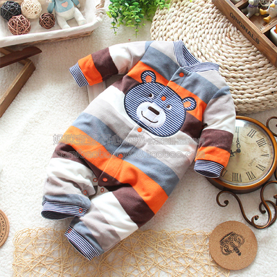 Комбинезон детский в полоску с аппликацией медведя